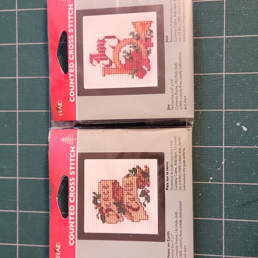 Pair of Counted Cross Stitch ornament kits